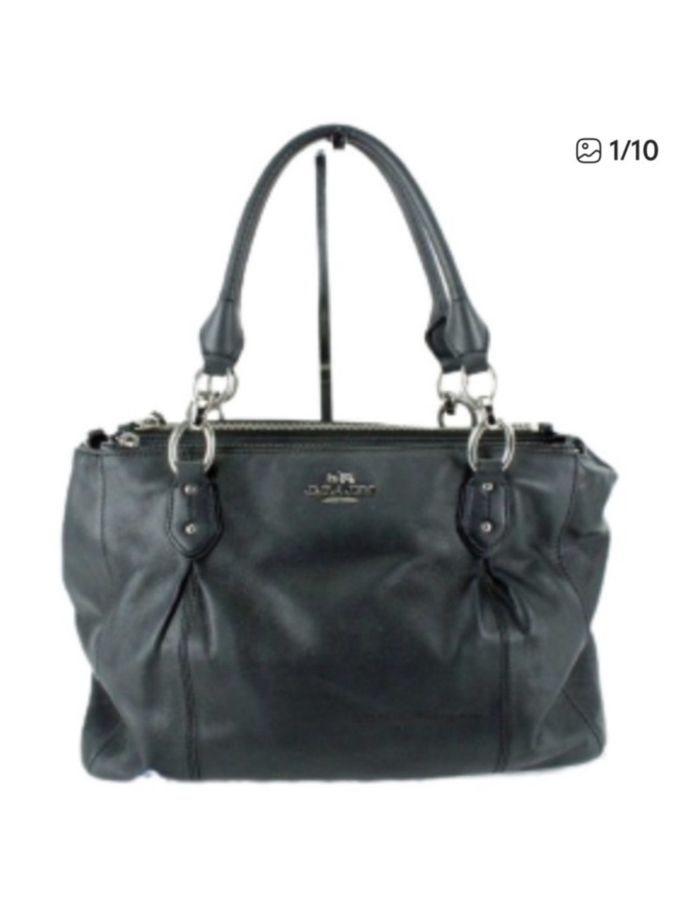 Coach Black Leather Double-Handle Shoulder Tote